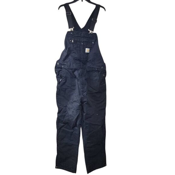 Carhartt Men's Washed Duck Insulated Bib Overall Size XL Black Heavyweight - Picture 1 of 8